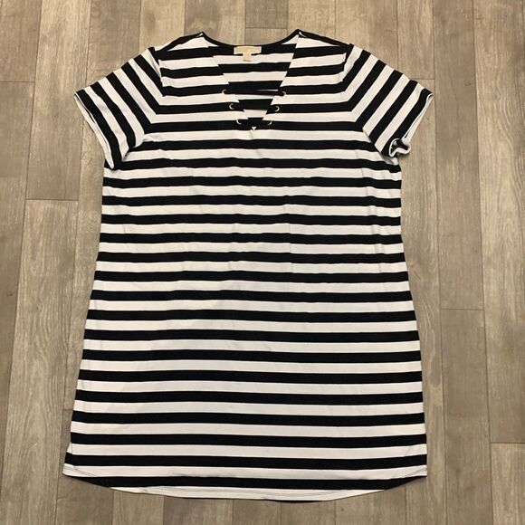 Womens Michael Michael Kors Stripe V-Neck Shirt‎ Dress - Picture 1 of 7
